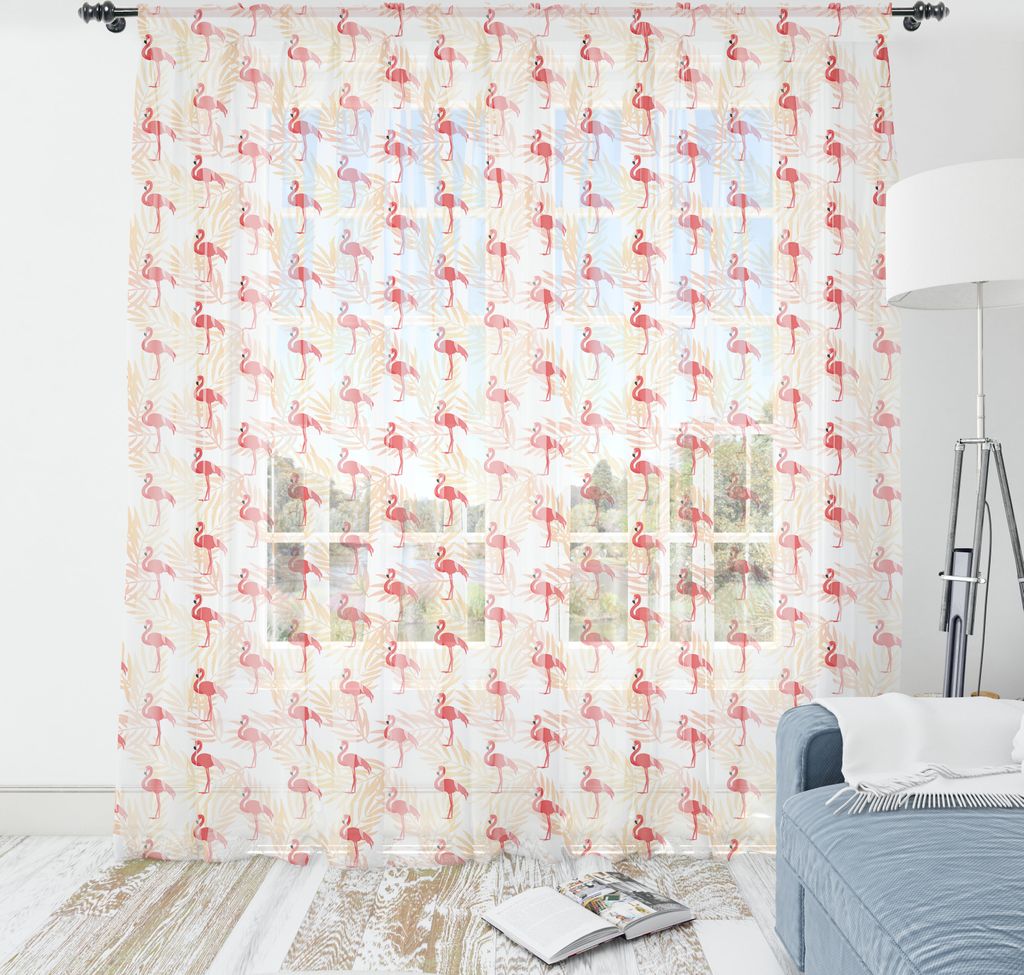 ABAKUHAUS Flamingo Wandteppich, Exotische Vögel auf Palmblättern Romantische Tropic Charm Branchen Feiern, Wohnzimmer Schlafzimmer seidiges Satin...