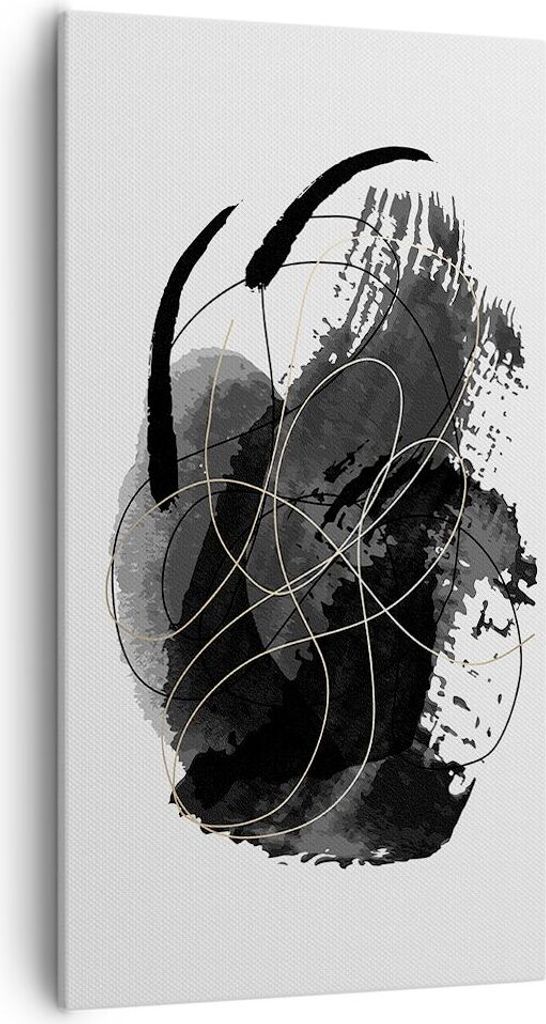 Bild auf Leinwand - Leinwandbild - Einteilig - Abstraktion Schwarz Flecken - 55x100cm - Wand Bild - Wanddeko - Wandbilder - Leinwanddruck - Bilder ...