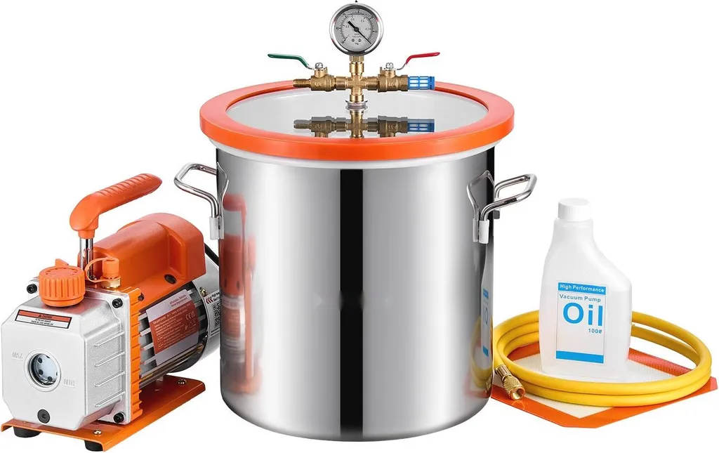 Dégazage résine sans bulles : Chambre à vide 11,4L et pompe 3,5 CFM 180W