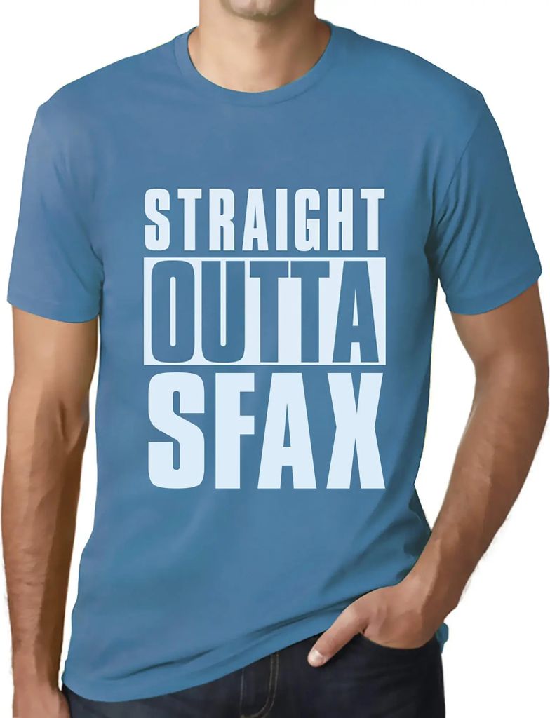 Herren Grafik T-Shirt Direkt aus Sfax – Straight Outta Sfax – Öko-Verantwortlich Vintage Jahrgang Kurzarm Lustige Druck Geburtstag Geschenk Mann