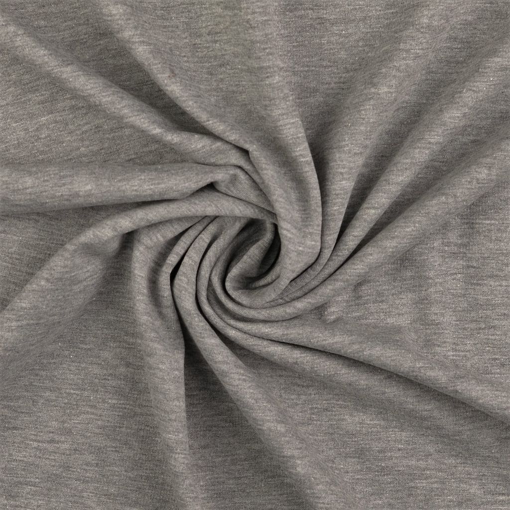 Sweat Stoff Mathias Grau meliert, 250 g/m², 0,5 m, Stoffe Meterware, Sweatstoff
