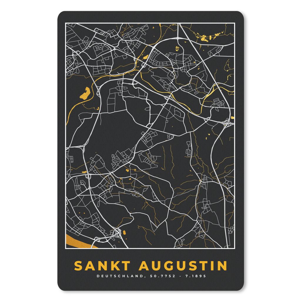 MuchoWow Mauspad Mousepad Stadtplan - Karte - St. Augustin - Gold - Deutschland - Karte 18x27 cm - Mousepads - Maus Mat - Pad - Mausunterlage