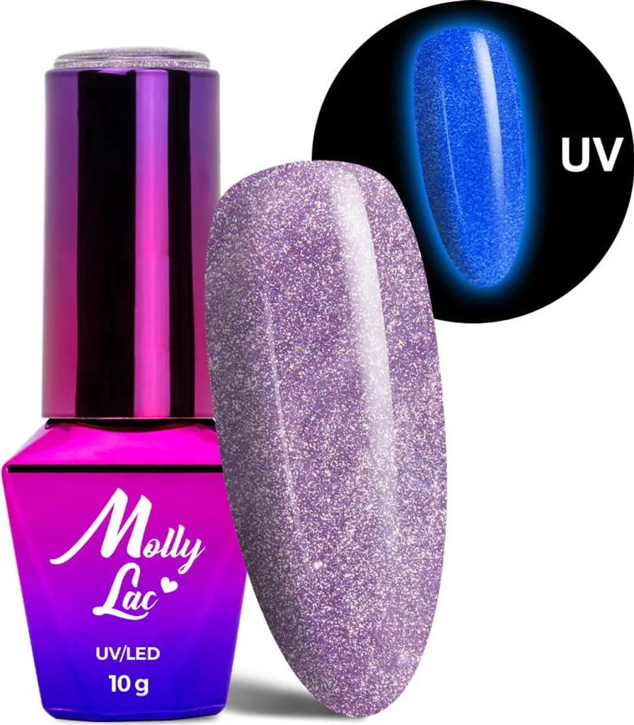 Vernis à Ongles Hybride MollyLac Night Glowing 10g Brille dans le Noir