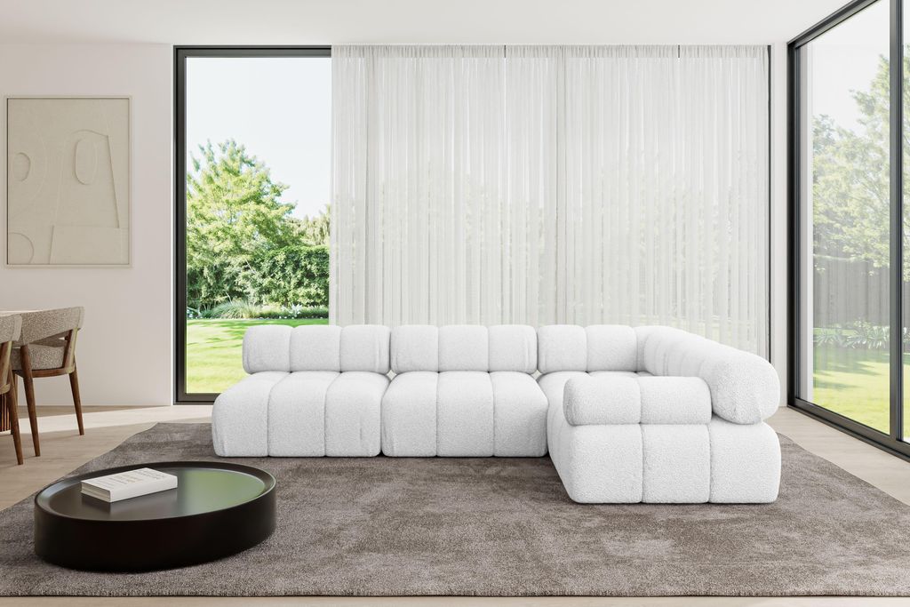 ALTDECOR Modulares Sofa Ecksofa in L-Form - Mende-L2 - 285x190x70 cm Weiß Corner modular Sofa Eckcouch Couch Wohnlandschaft Cauchsofa Polstersofa