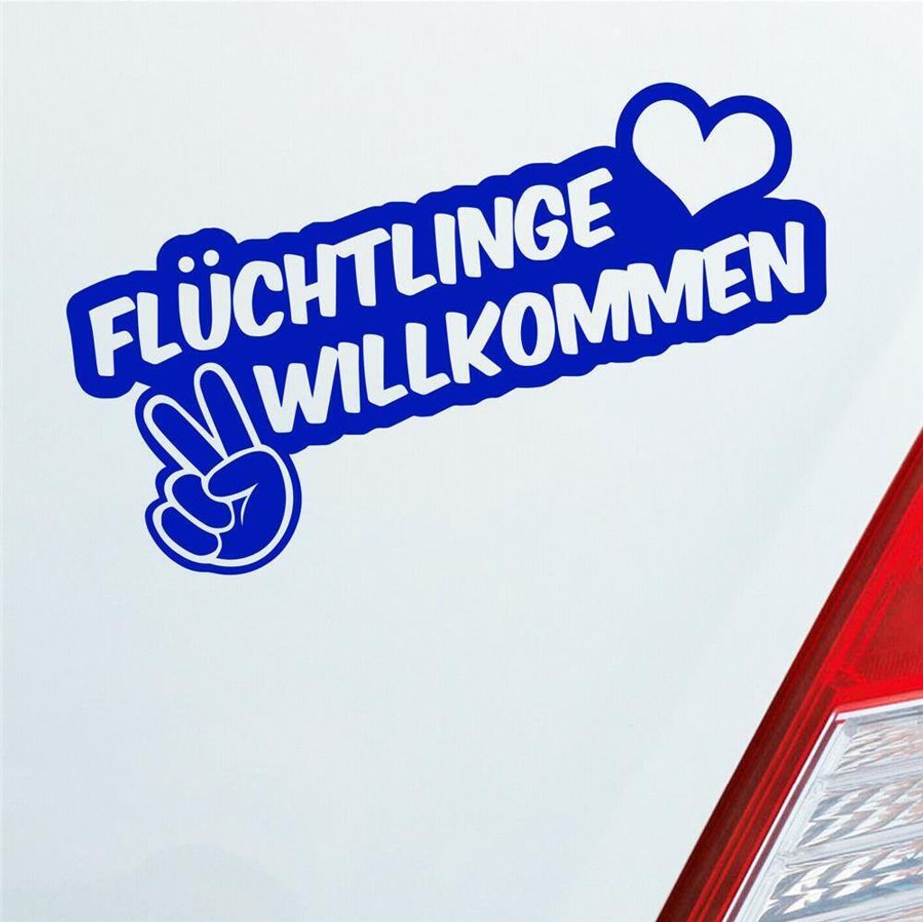 Auto Aufkleber Refugees Welcome Flüchtlinge Willkommen 20x9 Produktbild 
