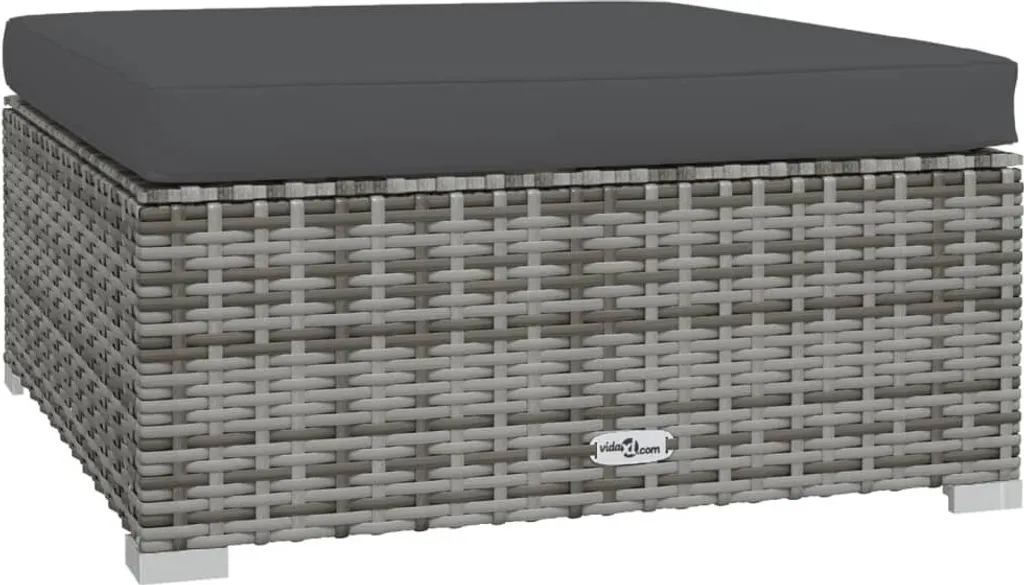 Pouf Esterno Polyrattan Grigio 70x70 cm - Poggiapiedi Design Moderno