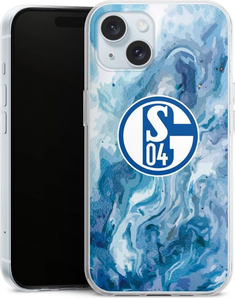 DeinDesign Handyhülle für Apple iPhone 15 Silikon Hülle Case Smartphone Schutzhülle FC Schalke 04 Fanartikel Logo