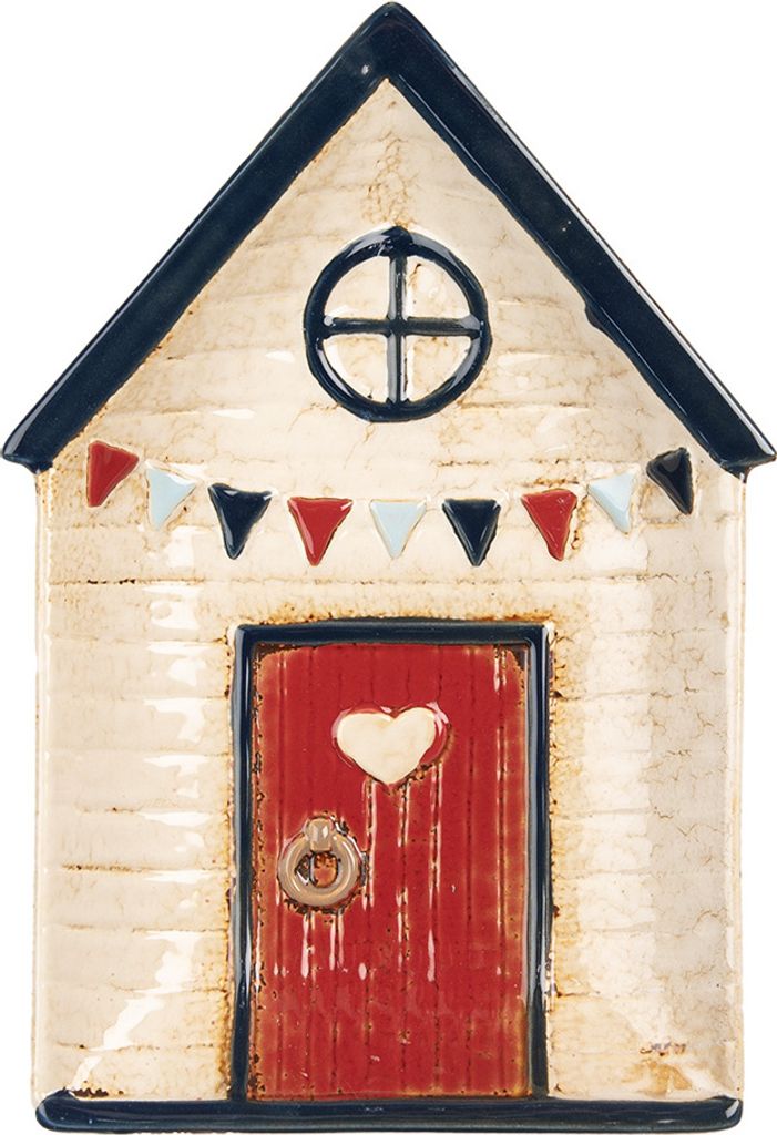 Clayre & Eef Servierplatte Haus 27x18 cm Beige Keramik