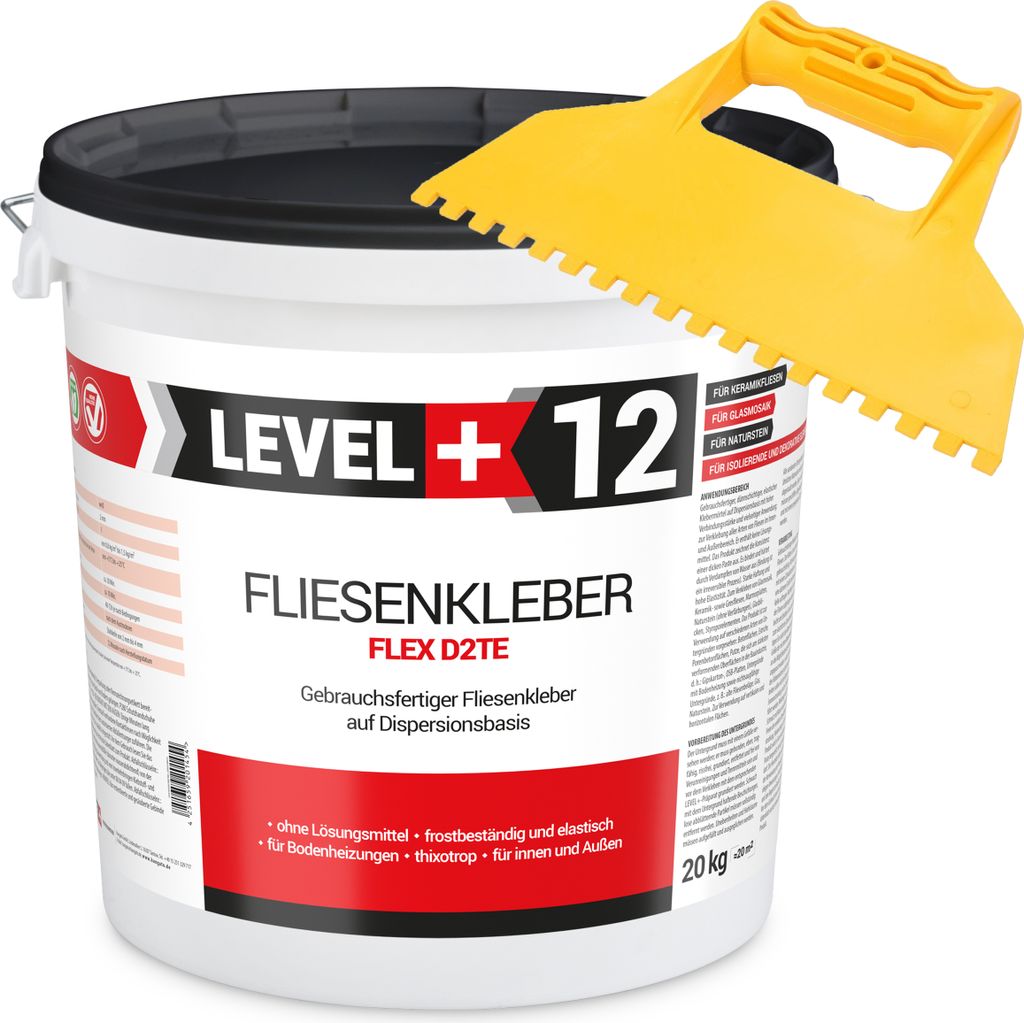 Dispersionkleber Fertig-Fliesenkleber 20kg Flex Zahnspachtel SET RM12