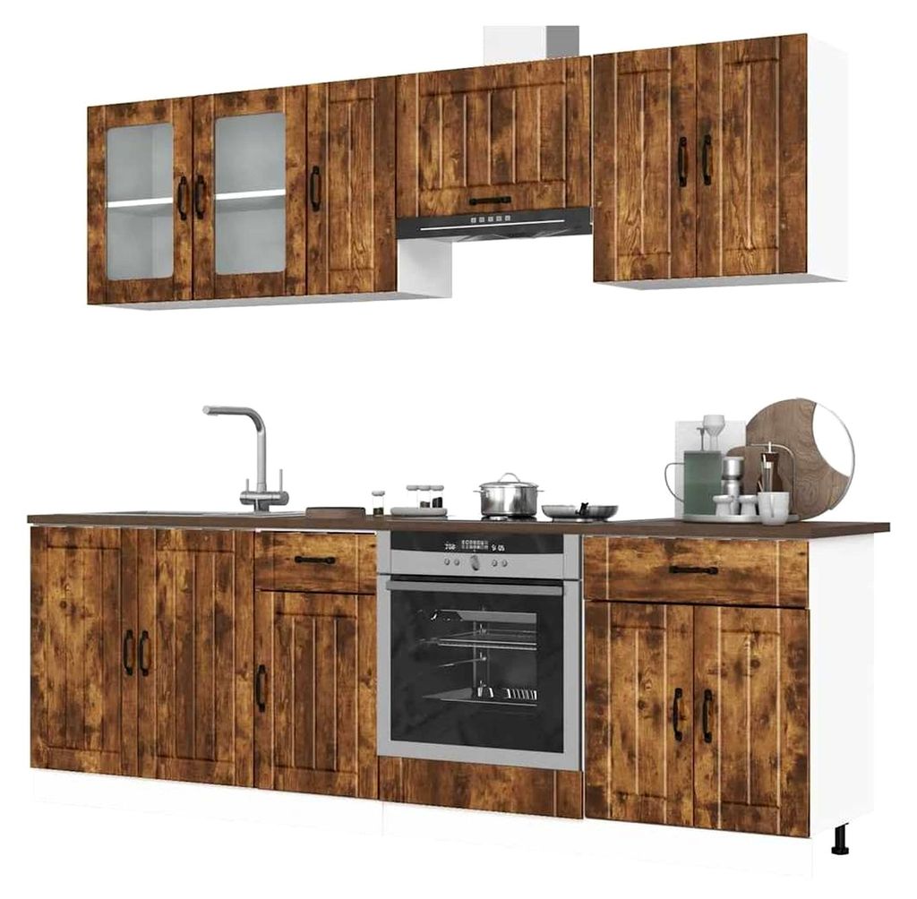 Küchenschrank-Set Kalmar - 8-teilig - Räuchereiche