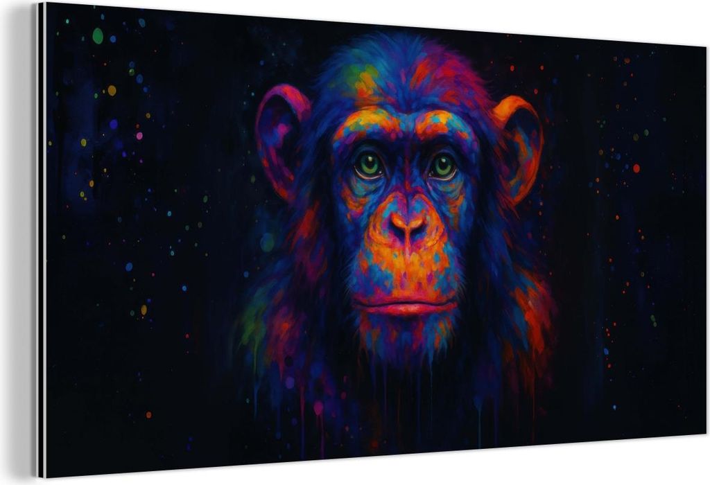MuchoWow Wanddekoration Metall Metallbild Wandkunst 40x20 cm Bunt - Affe - Abstrakt MuchoWow Aluminium Gemälde - Bild - Aluminium