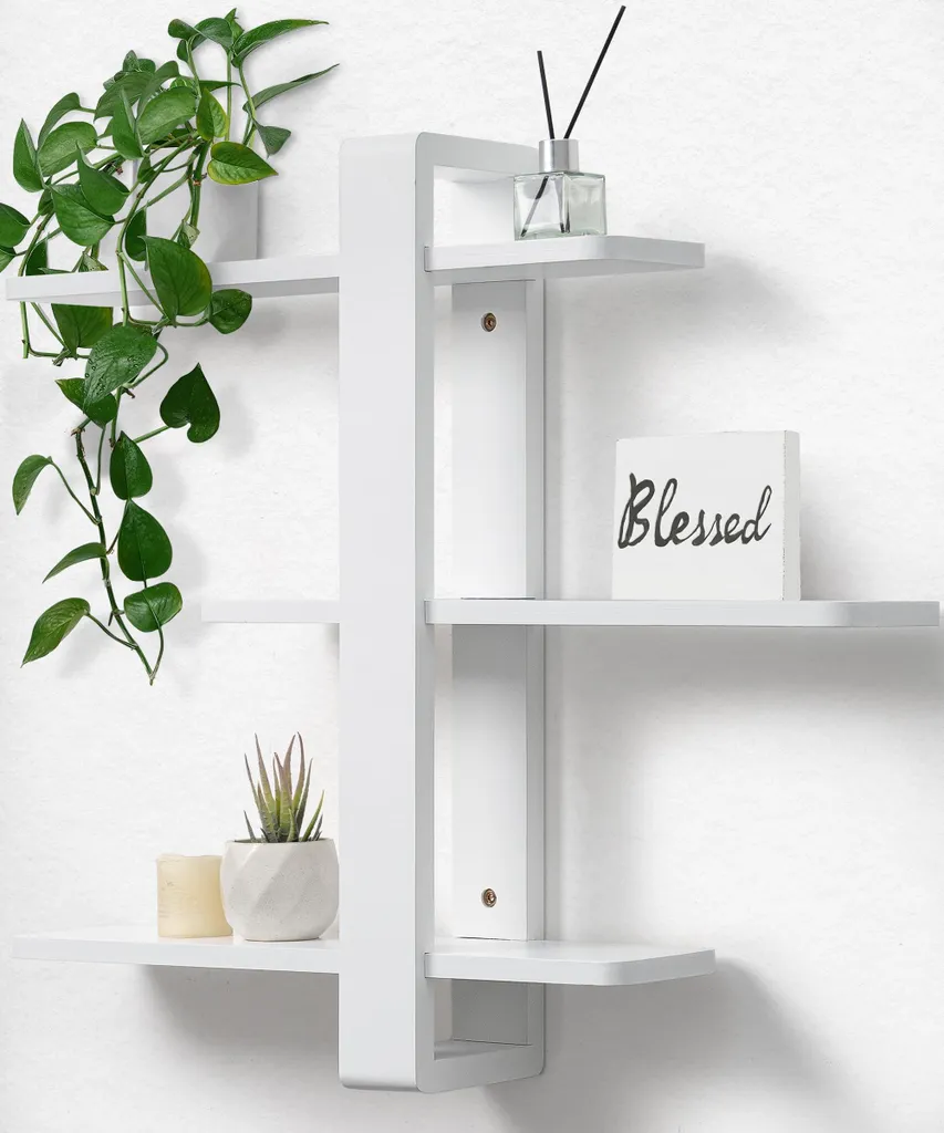 Étagère murale bois blanc : fini le désordre avec ses 3 niveaux réglables