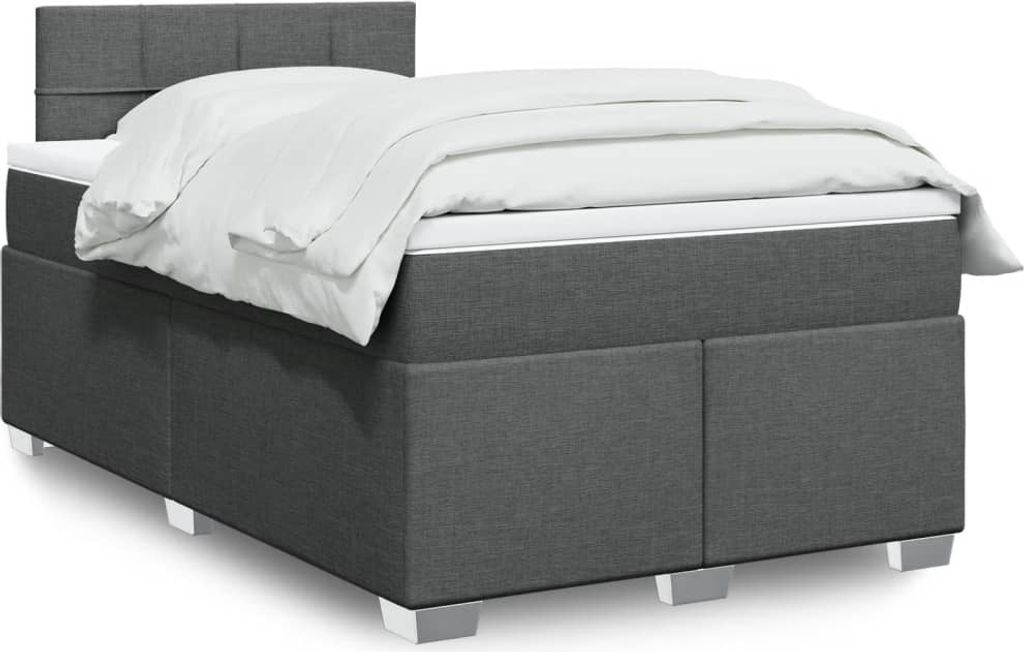 Möbel Boxspringbett mit Matratze Dunkelgrau 120x190 cm Stoff - Klassische Betten 3288128