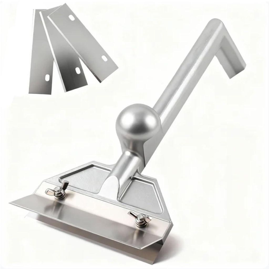 Grillspachtel mit 3 Edelstahlklingen, BBQ Schaber aus Aluminium, Grillreiniger für Grillplatte Teppanyaki Plancha
