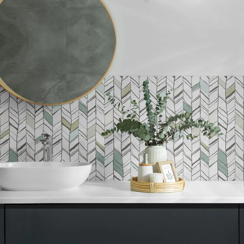 Piastrelle Autoadesive Foglia a Righe 50x50 cm - Arredo Cucina e Bagno - 3