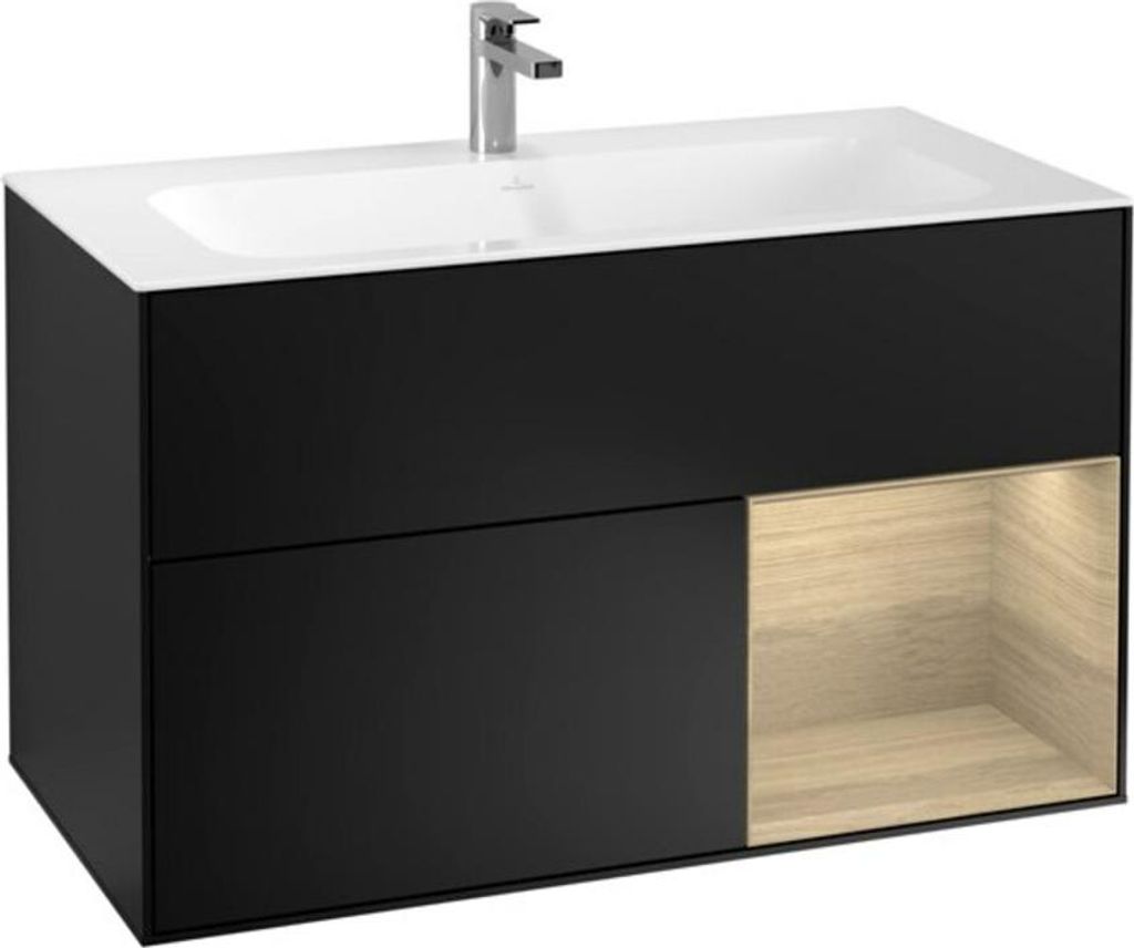 V&B Waschtischunterschrank Wandbeleuchtung Finion 99,6x59,1cm, Reg re Oa ven, bla m Lac
