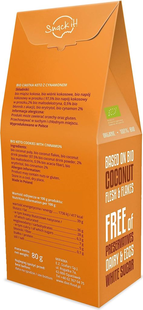 Diet-FoodKekse mit Zimt, Keto Diät, Kekse mit Kakao und Produktbild 