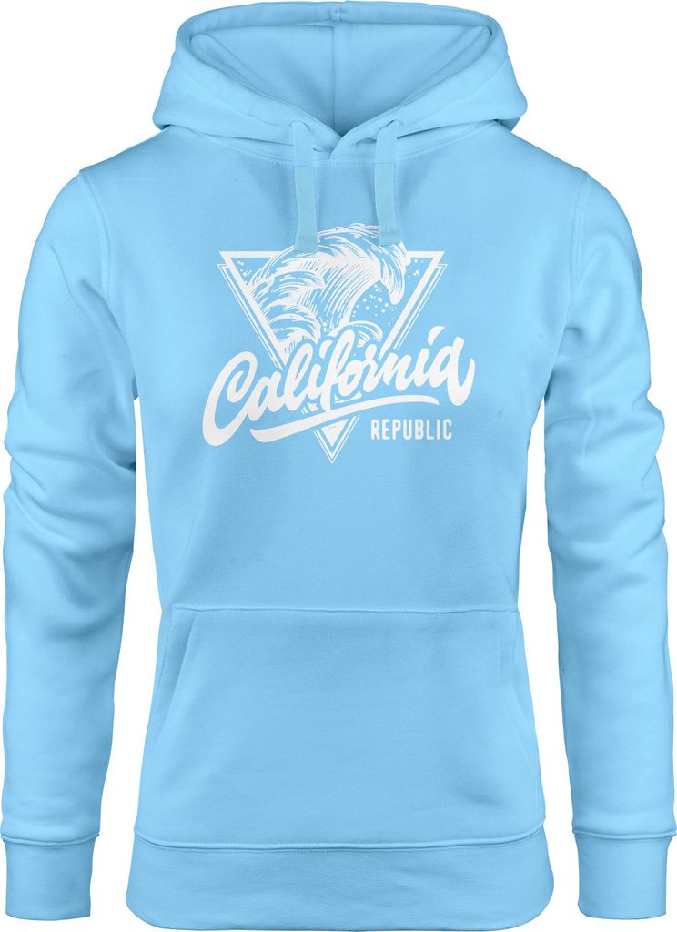 California Republic Kapuzen-Pullover Design Wave Surf Hoodie Damen Neverless hellblau XL