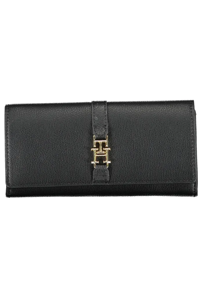Portefeuille TH Noir AW0AW14234 avec finitions dorées et logo Premium