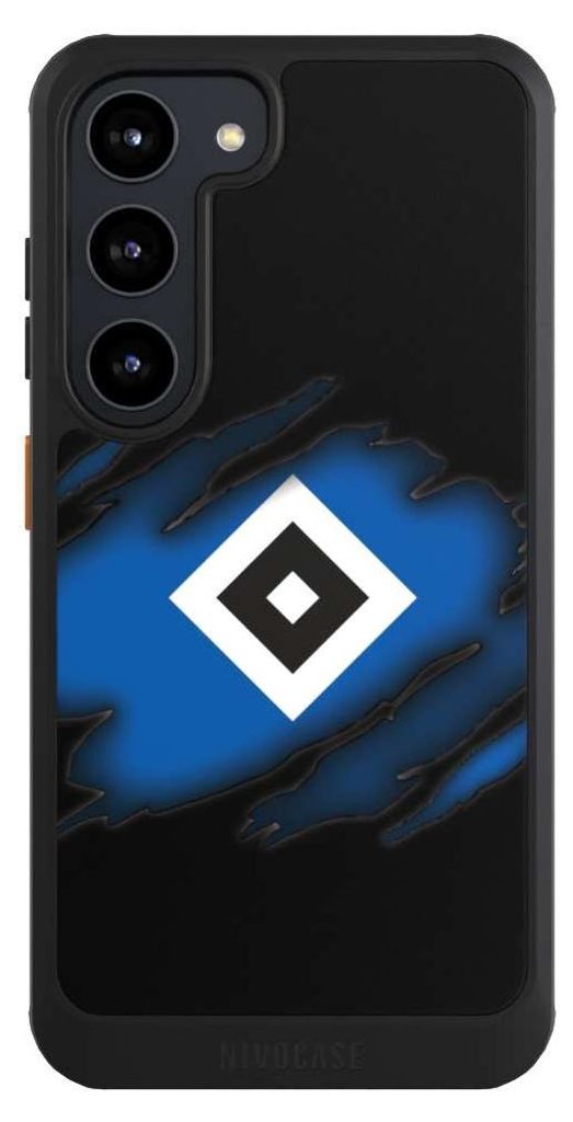 NIVOCASE Hülle für Samsung Galaxy S23 Handyhülle NIVOcore Case Schwarz HSV Hamburger SV Offizielles Lizenzprodukt