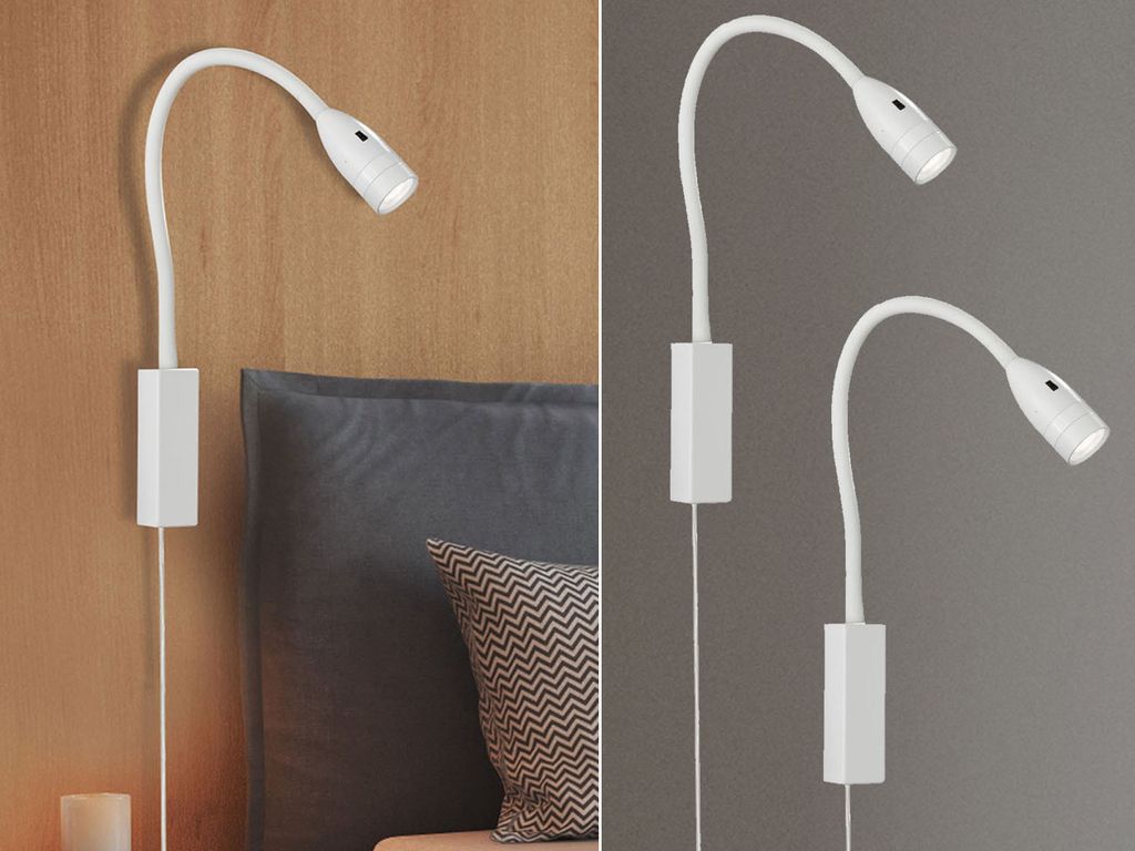 2er SET Wandlampen & Bettlampen dimmbar, Schwanenhals Leselampen Kopfteil Couch