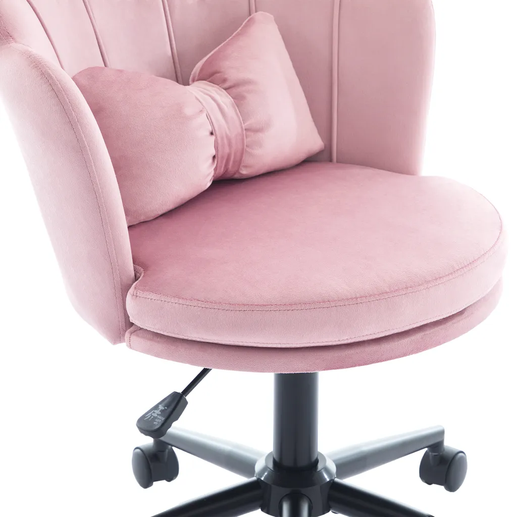 Chaise de Maquillage Rose pour Coiffeuse et Télétravail sans Bras - 5