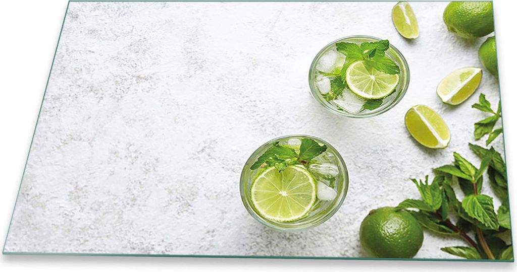 Herdabdeckplatte Glaskeramikfeld Spritzschutz Glas Universal Deko 80x52 Limetten Grün