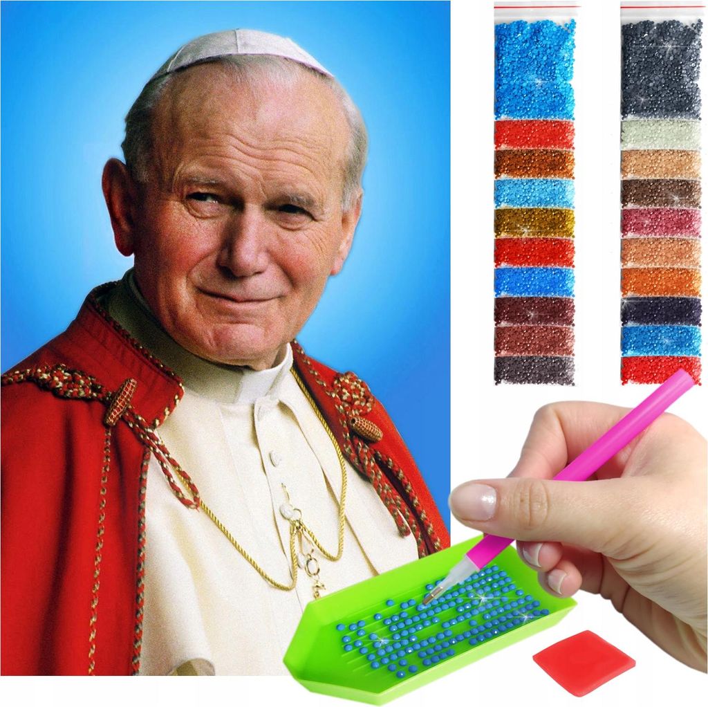 ARTULIO - Diamond Painting Set - Papst Johannes Paul II Porträt - 60 x 40 cm - Groß XXL - Home Wand Deko, Diamant Painting