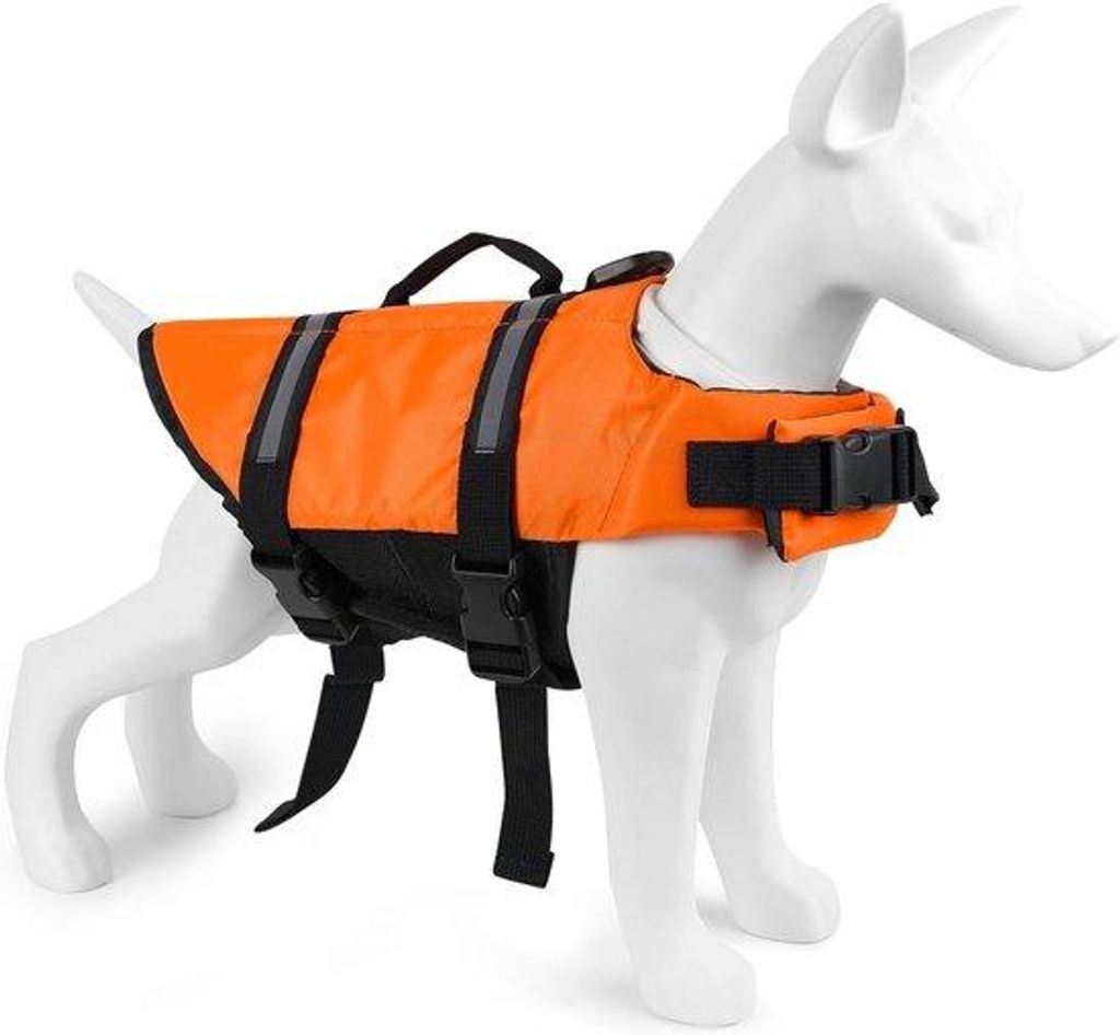 Hunde-Rettungsweste - Sicherheitsweste für Haustiere mit verstellbarer Größe und starker Schwimm- und Rettungsgriff (M)