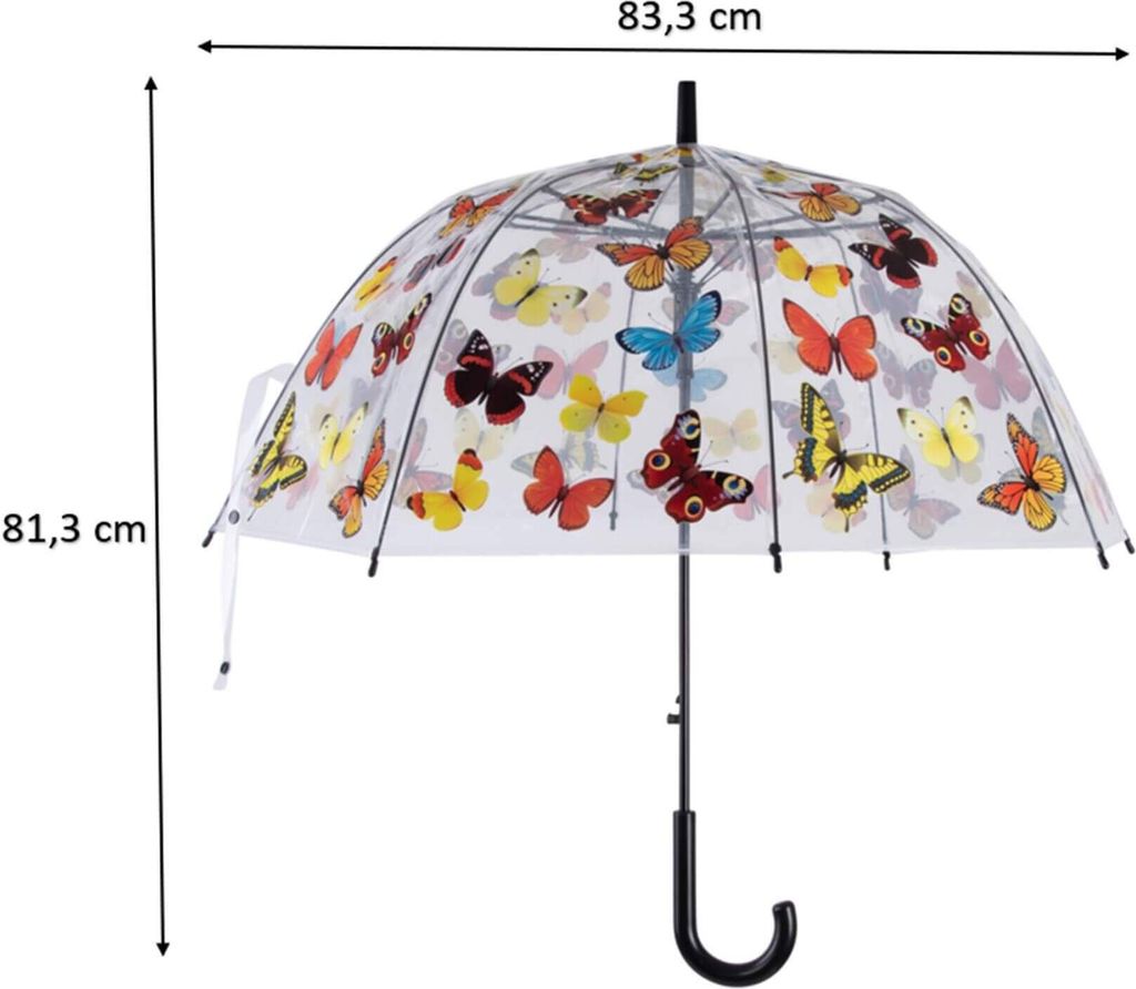 Esschert Design Regenschirm transparent Schmetterlinge Ø83cm Regenzubehör