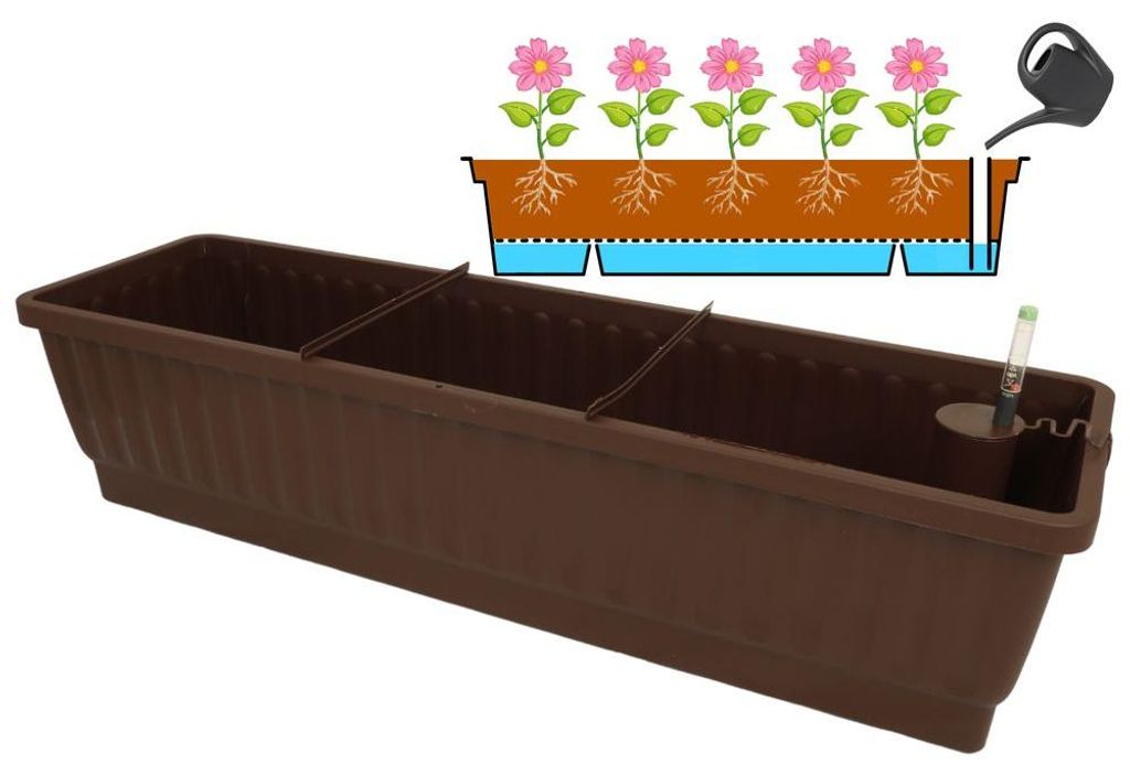 XXL Blumenkasten mit Bew. Venezia 100 cm braun Produktbild 