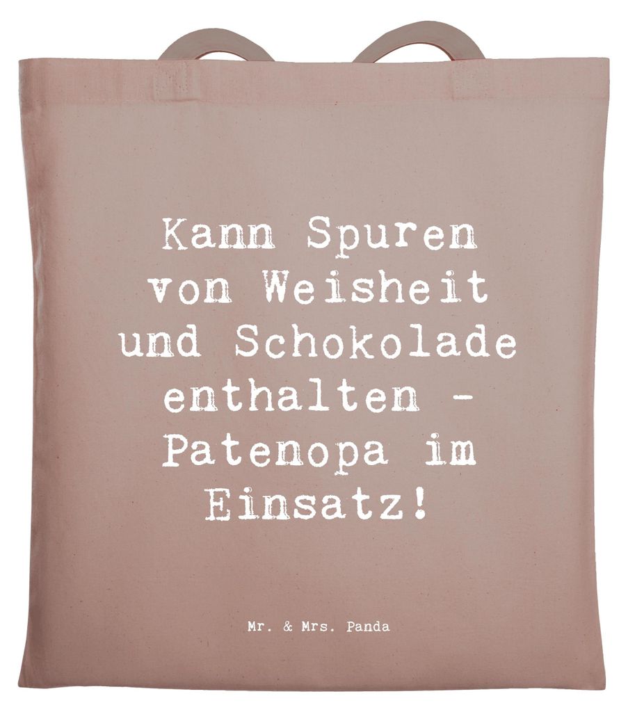 Mr. & Mrs. Panda Beutel Spruch Patenopa und Weisheit - Braun Pastell - Geschenk, Jutebeutel, Stoffbeutel, herzerwärmende Sprüche, Humor, Tasche, ...