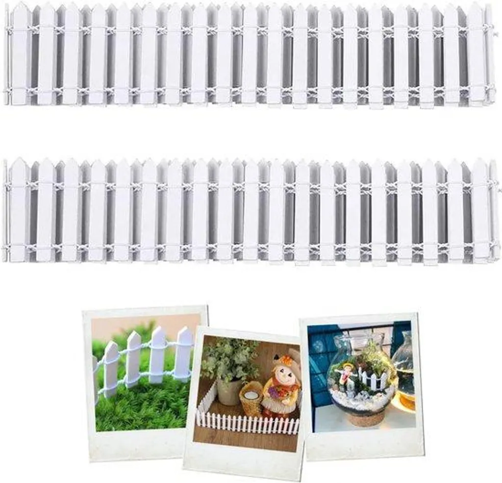 Petite bordure bois blanc flexible 90 cm décorative pour massif fleurs