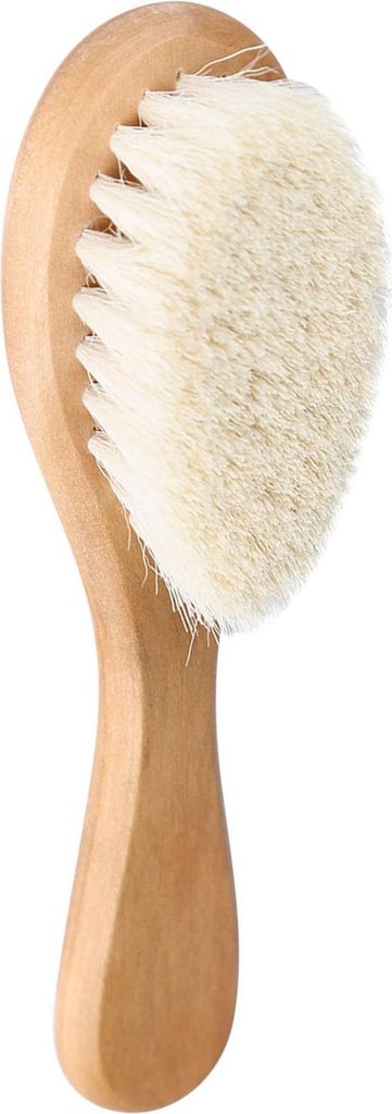 Weiche natürliche Ziegenhaar Baby Kleinkind Kopf Massage Grooming Kamm mit Holzgriff