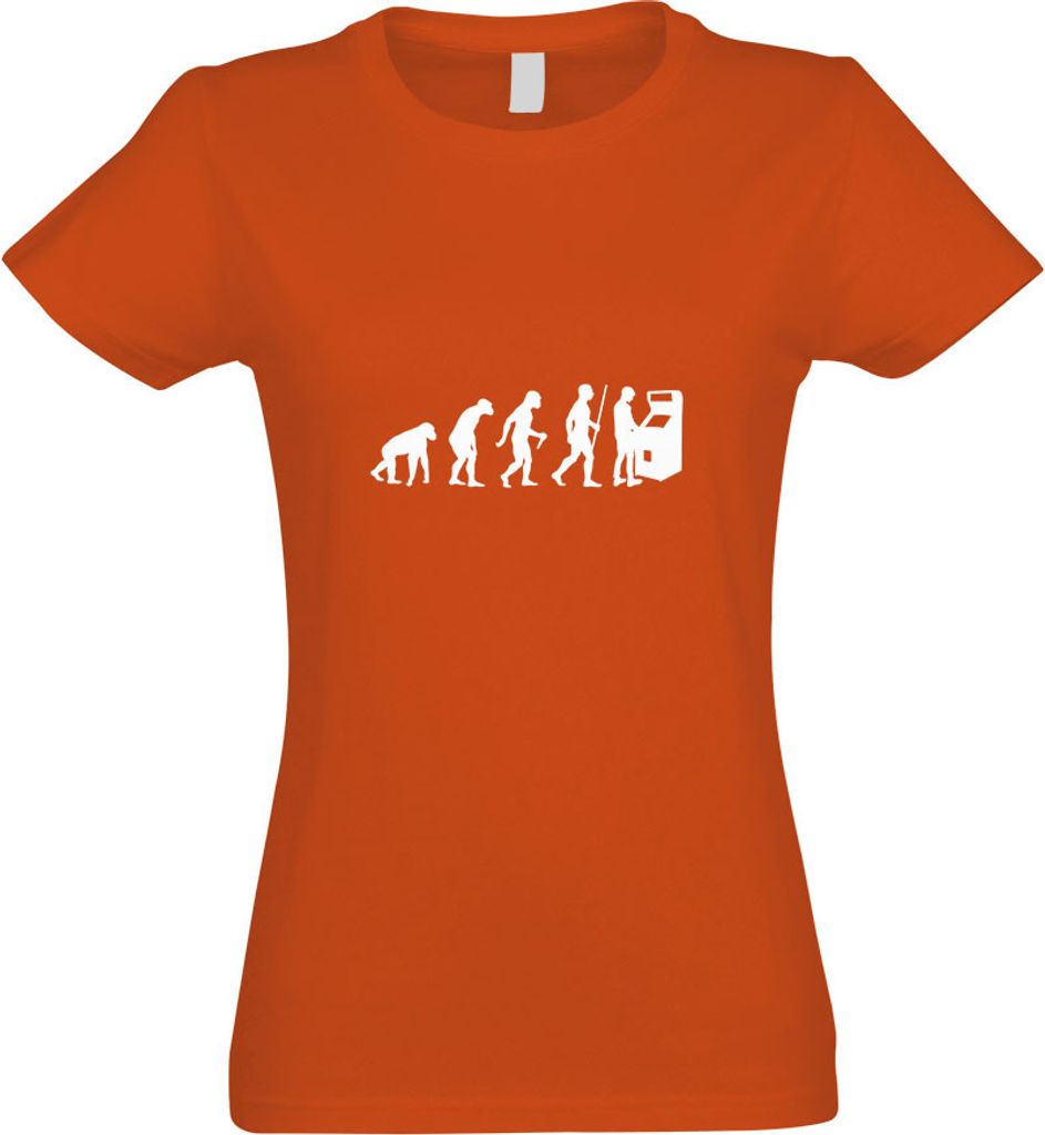Kiwistar - T-Shirt tailliert - Damen - orange - Spielautomat Evolution - mit Motiv Bedruckt - Funshirt Design - Sport - Freizeit - Damen - M