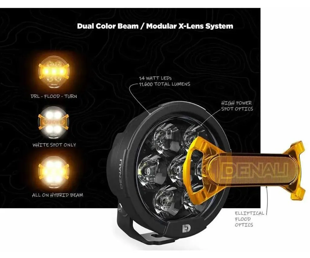 Projecteur LED Additionnel Denali D7 Pro Argent avec Optiques X-Lense Pro - 5