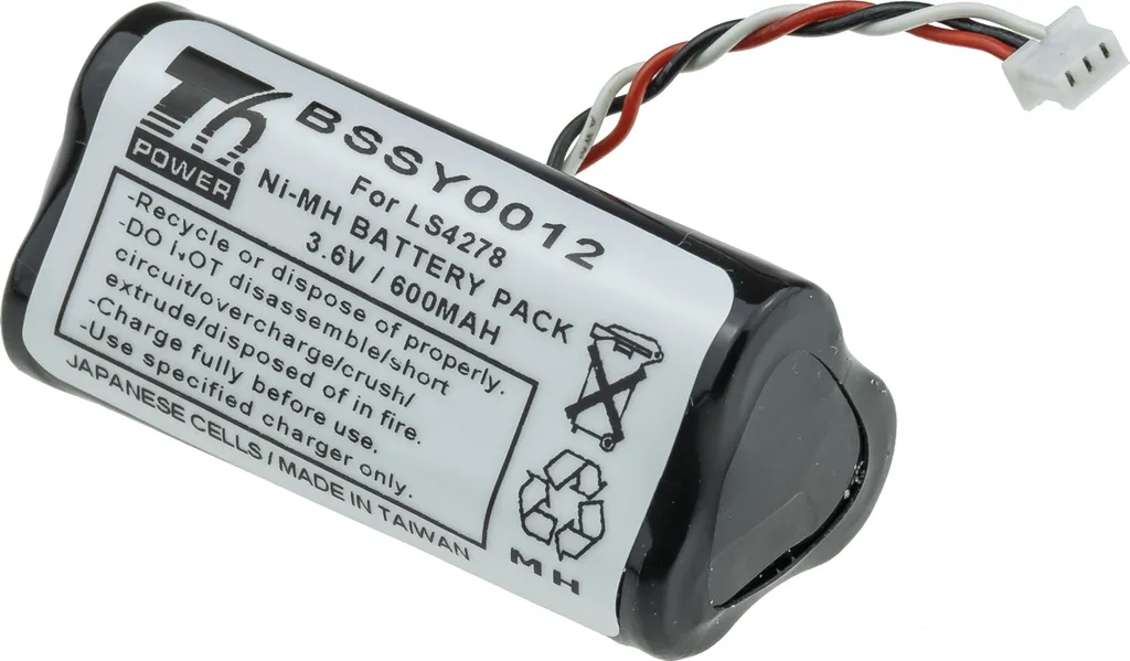 Batteria T6 Power per Symbol DS6878, Ni-MH, 3,6 V, 600 mAh (2,16 Wh), nero