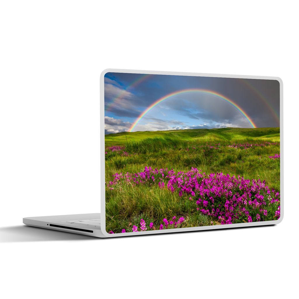 MuchoWow Laptop Aufkleber Sticker Cover Regenbogen - Blumen - Heidekraut 36.5x27.5 cm - Laptop-Sticker