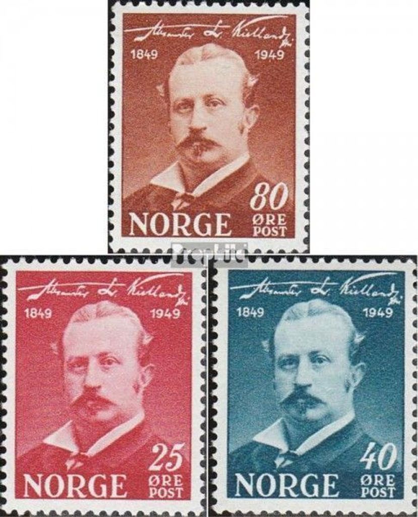 Briefmarken Norwegen 1949 Mi 340-342 (kompl.Ausg.) postfrisch Alexander Lange Kielland