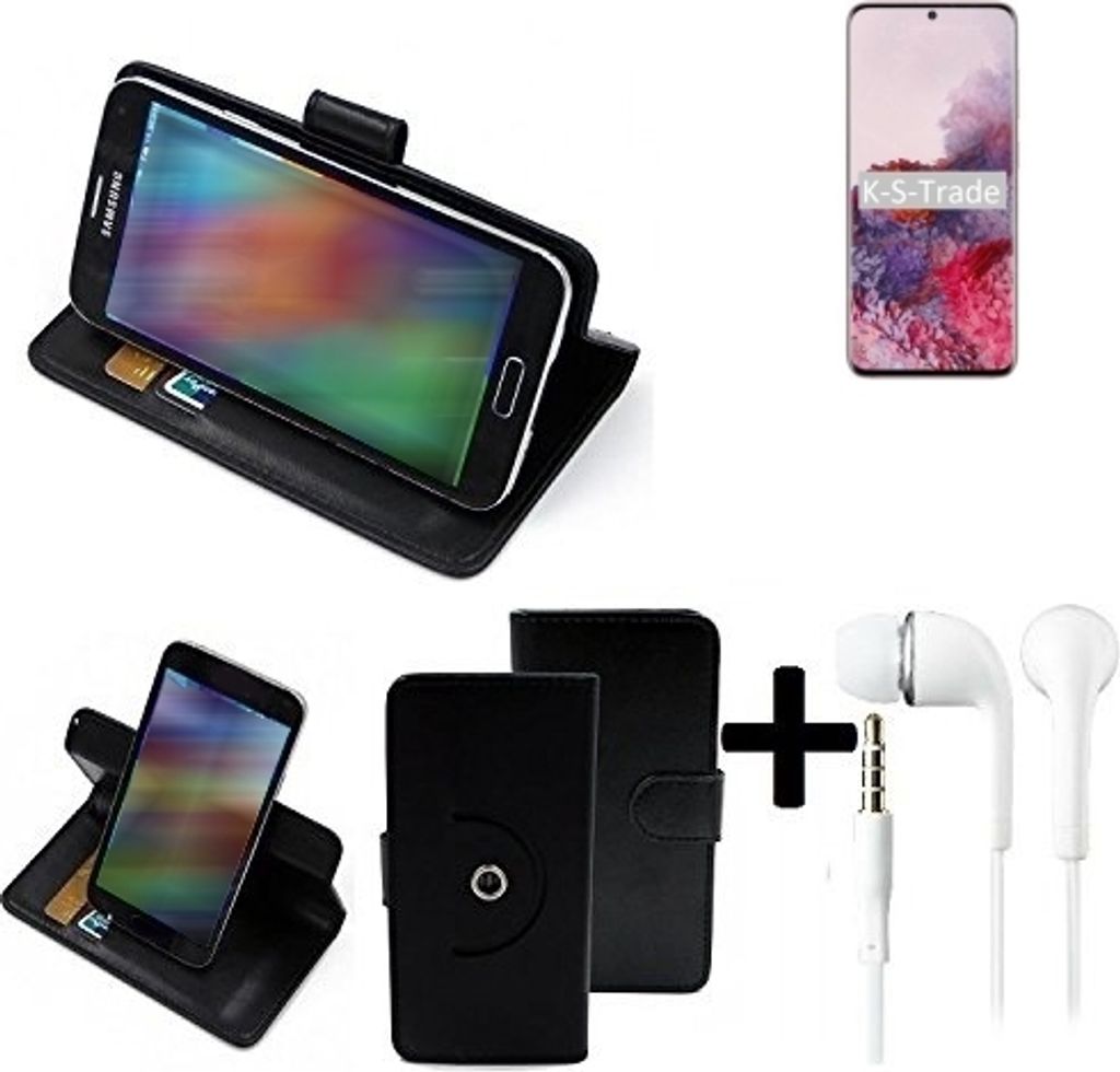 K-S-Trade Handy Hülle Schutz Hülle + Kopfhörer kompatibel mit Samsung Galaxy S20 SD865 Handyhülle Flipcase Smartphone Cover Handy Schutz Tasche
