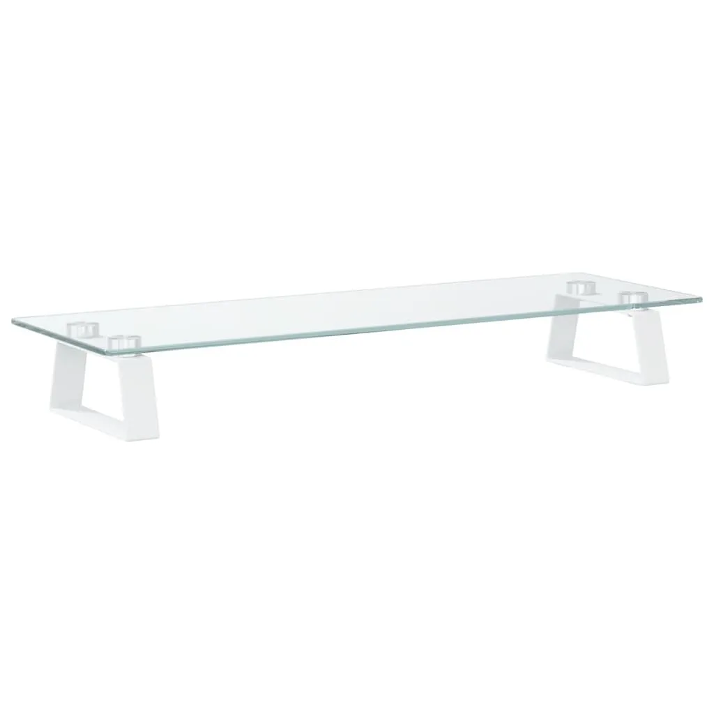 Rialzo Monitor Vetro e Metallo 60cm | Ergonomia Ufficio Bianco Moderno