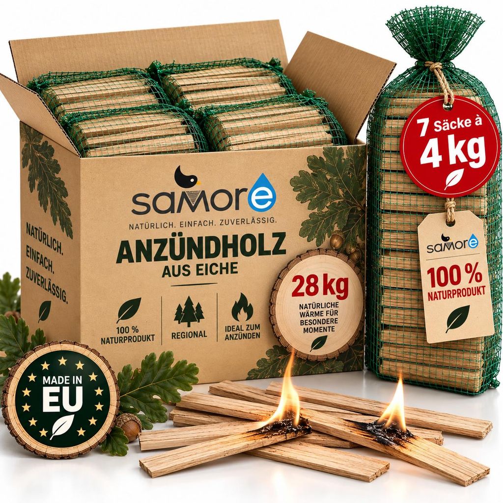 28 kg Anfeuerholz Anzündholz Eichenholz Kaminholz Brennholz Produktbild 