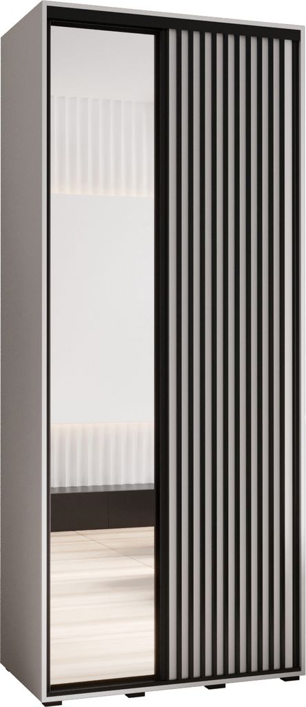 MEBLE KRYSPOL Sapporo 2 Schrank mit 2 Schiebetüren - 205,2x120x45 cm - Weiß Weiß Schwarz