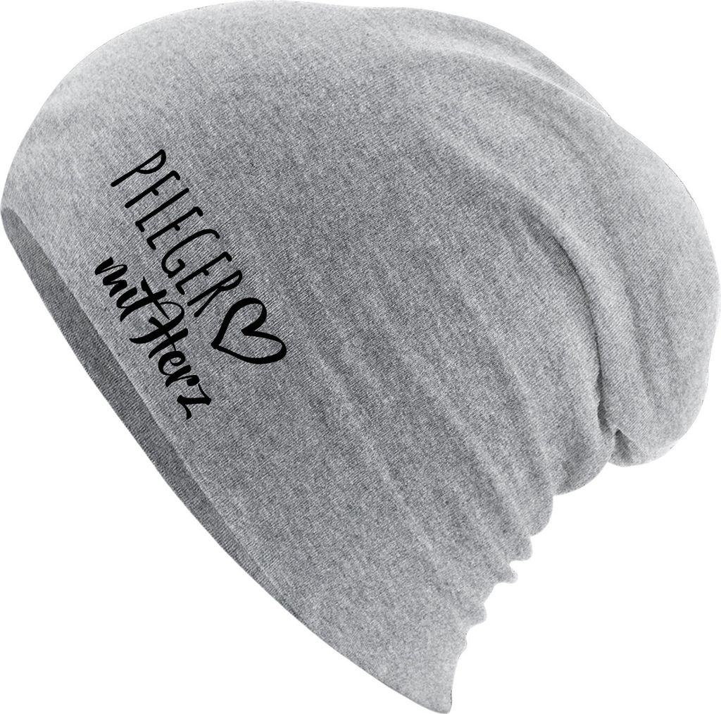 Huuraa Beanie Pfleger mit Herz Heather Grey One Size Baumwolle und Elasthan Mütze Geschenkidee