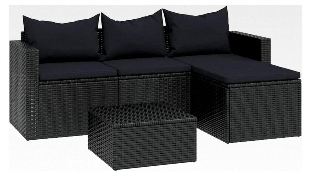 Garten-Lounge-Set Schwarz Poly Rattan