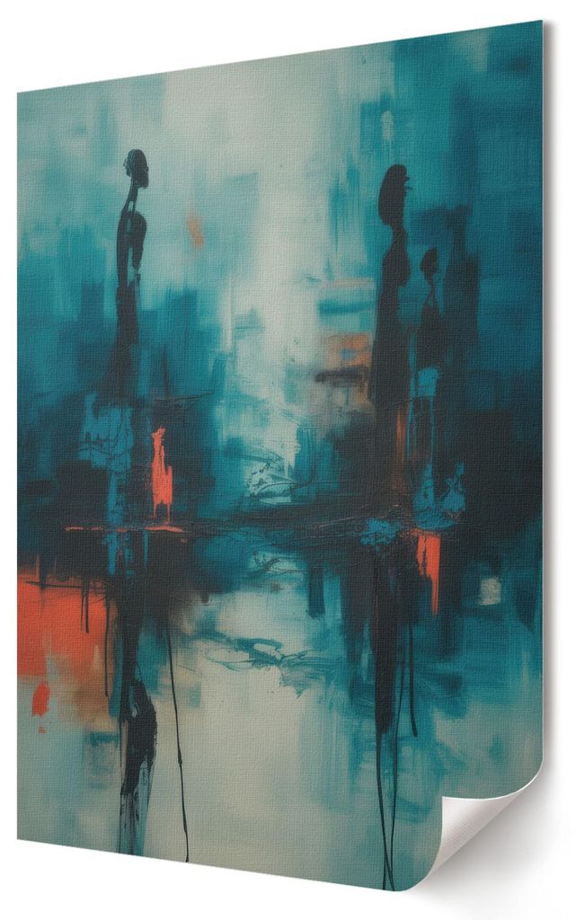 Geheimnisvolle Landschaft- Kunstdruck A4 - Künstlerisch, ausdrucksstark- Wandbild für Wohnzimmer Schlafzimmer & Flur, Modernes Poster Wanddeko, U...