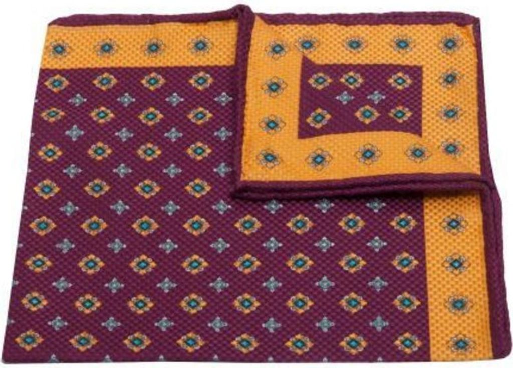 Herren Einstecktuch Rosa Orange mit geometrischem Panama-Muster