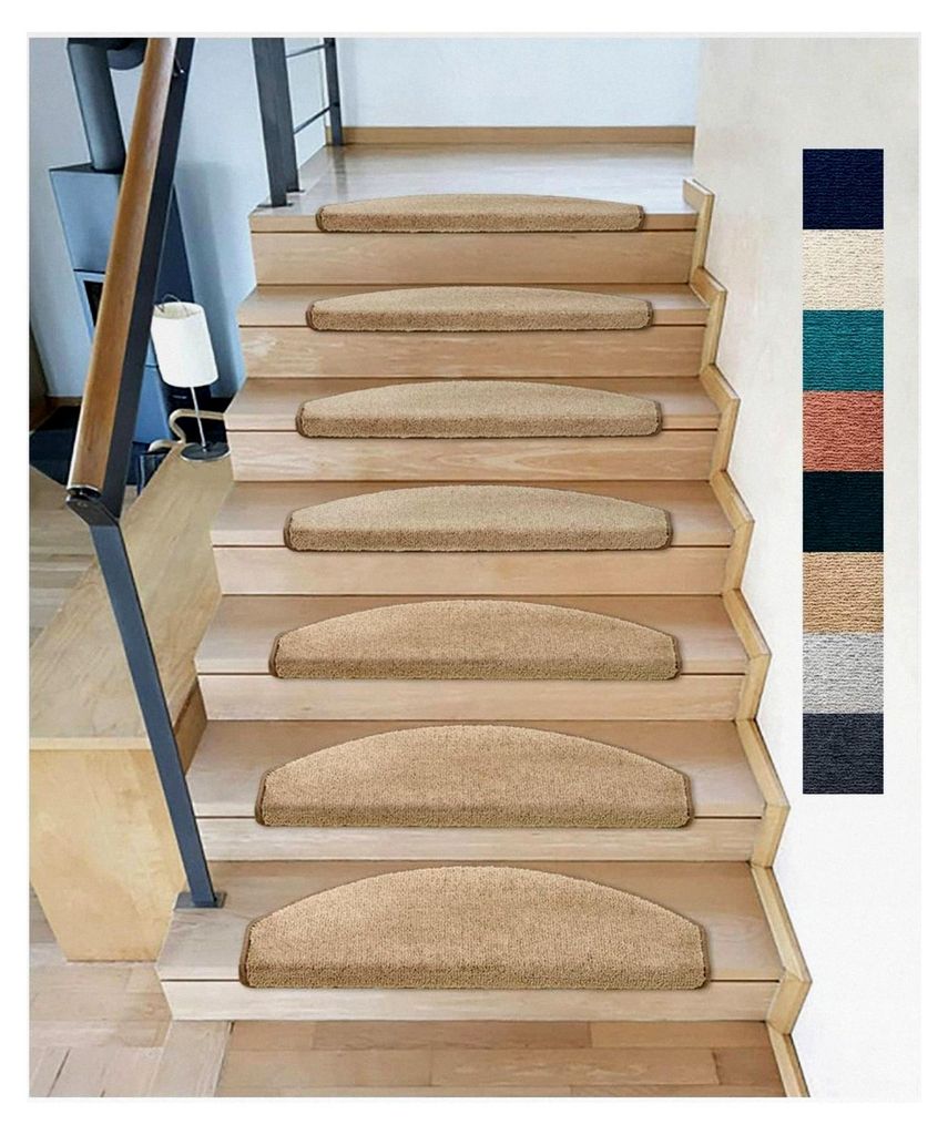 Stufenmatten Sweet I weicher Treppenteppich Halbrund in verschiedenen Farben I Hellbraun 15 Stück