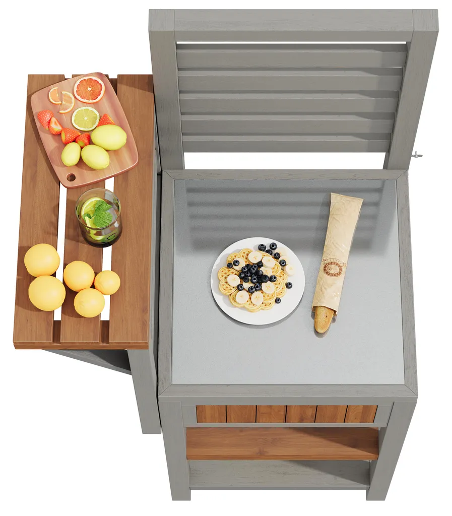 Desserte de Jardin avec Plan de Travail Inox et Étagères de Rangement - 6