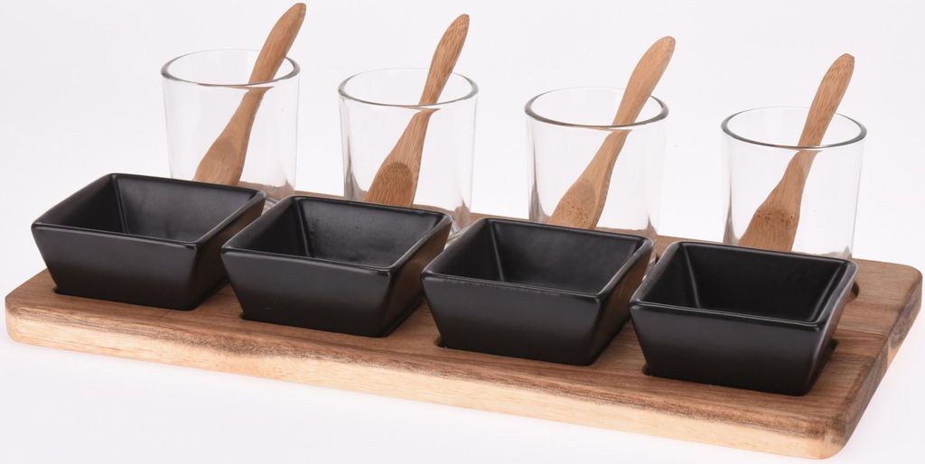 Excellent Houseware Tapas-Servierset, Akazie/Porzellan, 30 Produktbild 